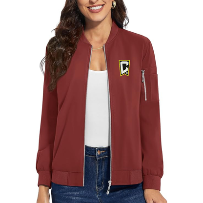 Women's Columbus Crew Soccer Embroidered  Premium Bomber Jacket with Polished Detailing and Functional Sleeve Pocket Modern Luxury Outerwear