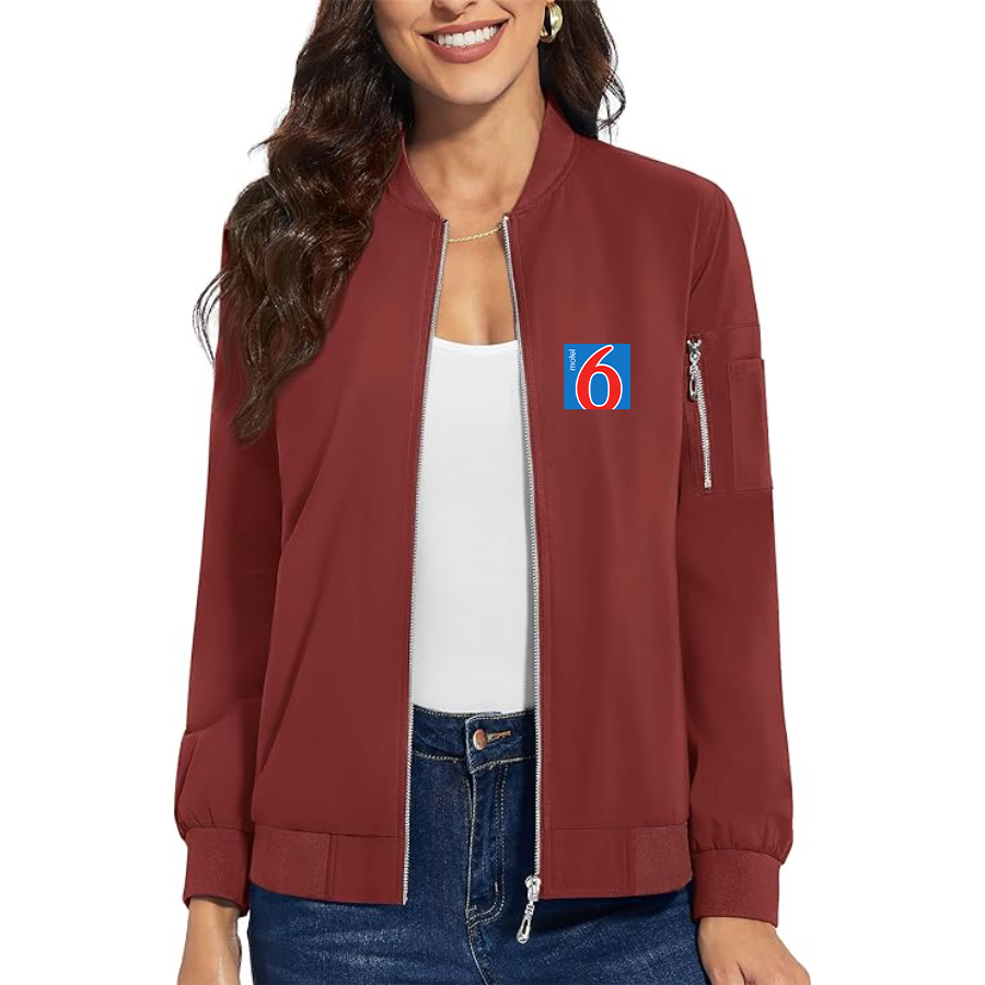 Women's Motel 6 Premium Bomber Jacket with Polished Detailing and Functional Sleeve Pocket Modern Luxury Outerwear