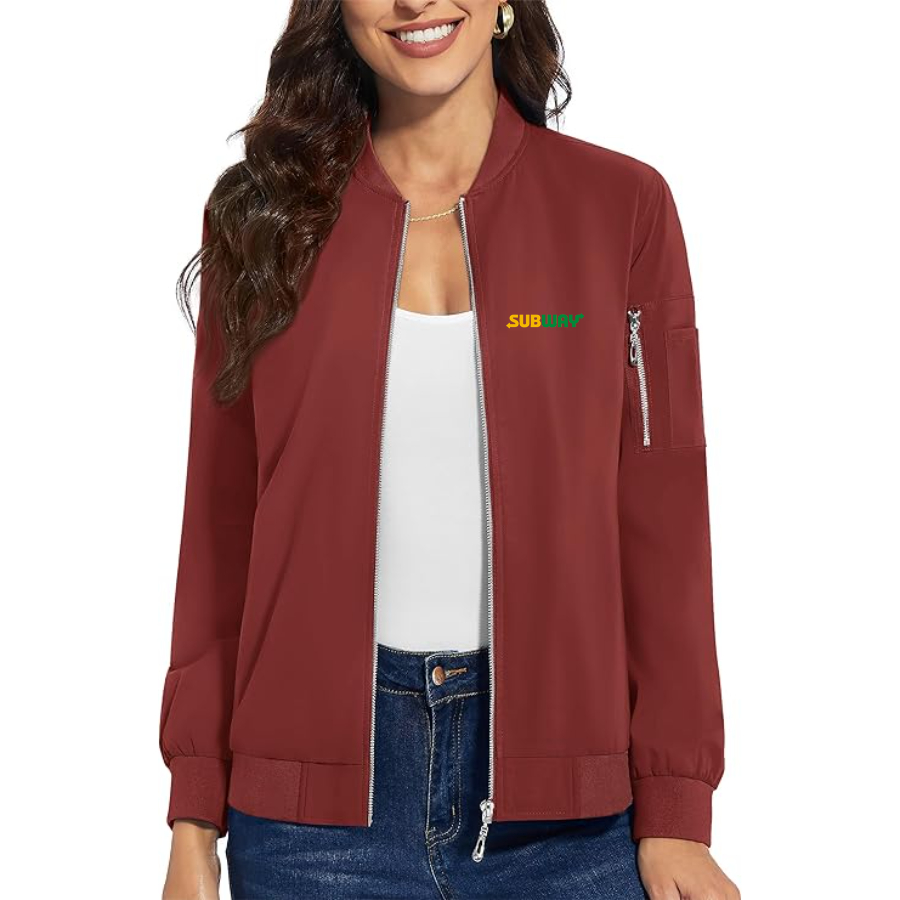 Women's   Premium Bomber Jacket with Polished Detailing and Functional Sleeve Pocket Modern Luxury Outerwear