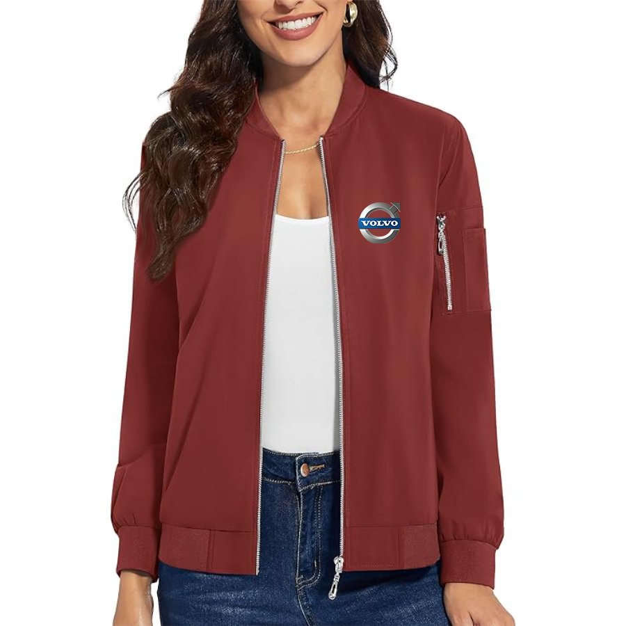 Women's  Volvo Car  Premium Bomber Jacket with Polished Detailing and Functional Sleeve Pocket Modern Luxury Outerwear