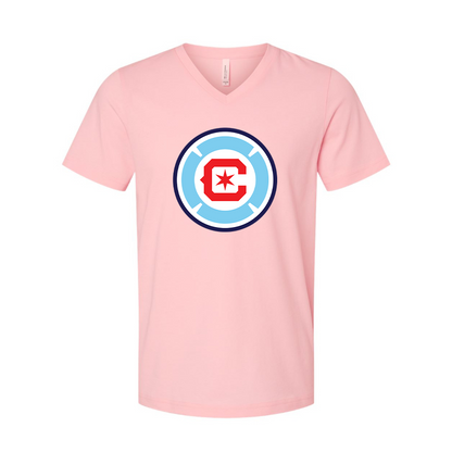 Men's Chicago fire Soccer BELLA + CANVAS - Jersey V-Neck T-Shirt