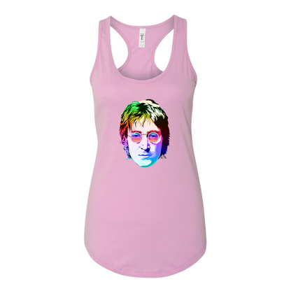 Women's John Lennon Face Art Music Racerback Tank Top