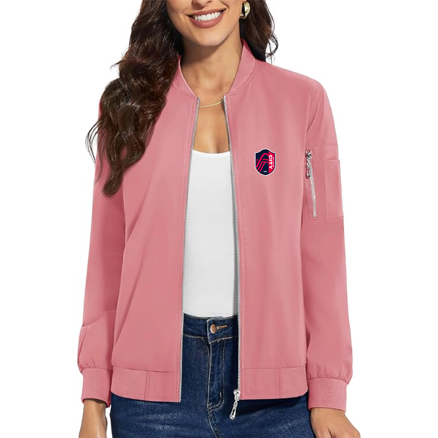 Women's  St. Louis City Soccer Premium Bomber Jacket with Polished Detailing and Functional Sleeve Pocket Modern Luxury Outerwear