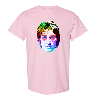 Men's John Lennon Face Art Music Cotton T-Shirt
