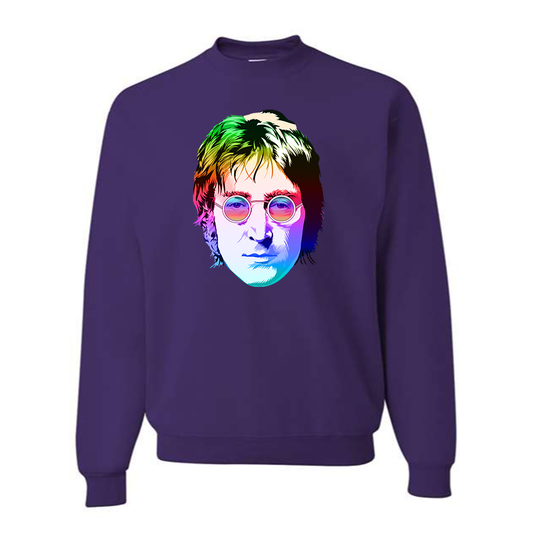 Men's John Lennon Face Art Music Crewneck Sweatshirt