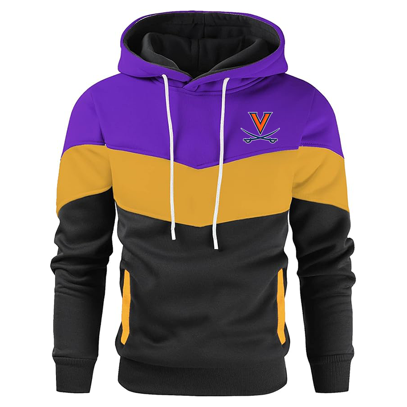 Men's  Virginia Cavaliers  Gesean  Novelty Color Block Pullover Fleece Hoodie Long Sleeve Casual