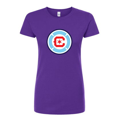 Women’s Chicago fire Soccer Round Neck T-Shirt