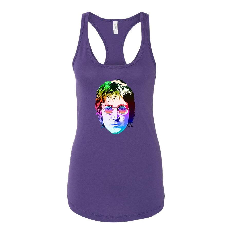 Women's John Lennon Face Art Music Racerback Tank Top