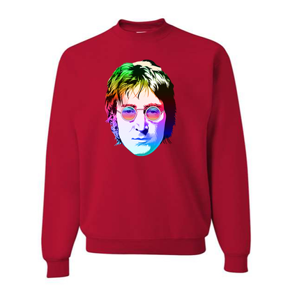 Men's John Lennon Face Art Music Crewneck Sweatshirt