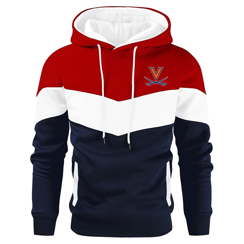 Men's  Virginia Cavaliers  Gesean  Novelty Color Block Pullover Fleece Hoodie Long Sleeve Casual