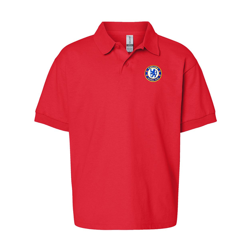 Gildan Dry Blend Youth Embroidered Chelsea Football Club  Jersey Polo