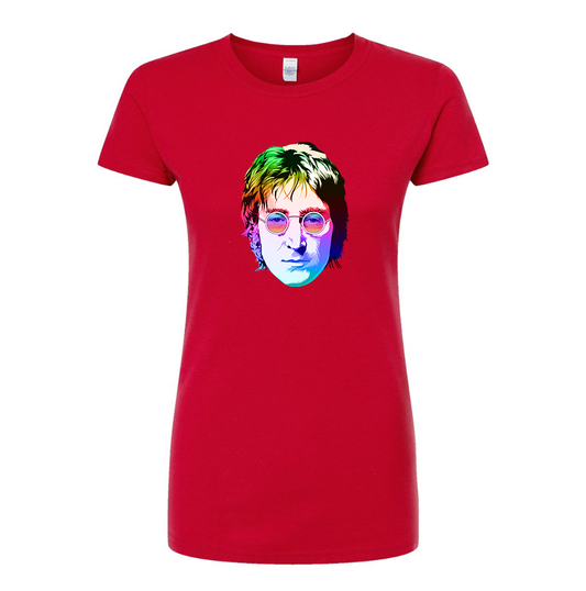 Women’s John Lennon Face Art Music Round Neck T-Shirt