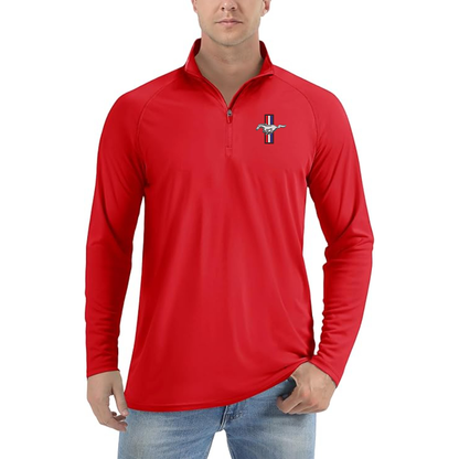 Men's Mustang Lightweight Quarter-Zip Athletic Shirt Long Sleeve