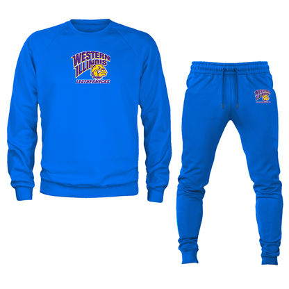 Men's Western Illinois Leathernecks Crewneck Sweatshirt Joggers Suit
