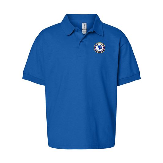 Gildan Dry Blend Youth Embroidered Chelsea Football Club  Jersey Polo