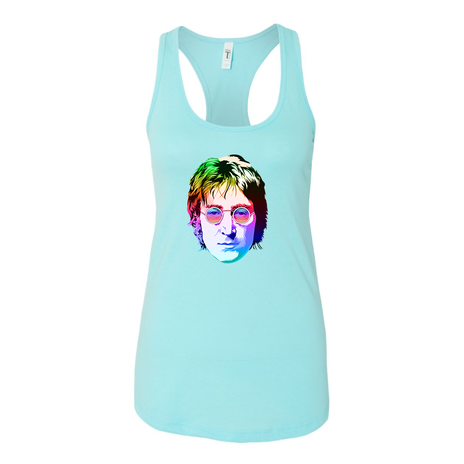 Women's John Lennon Face Art Music Racerback Tank Top