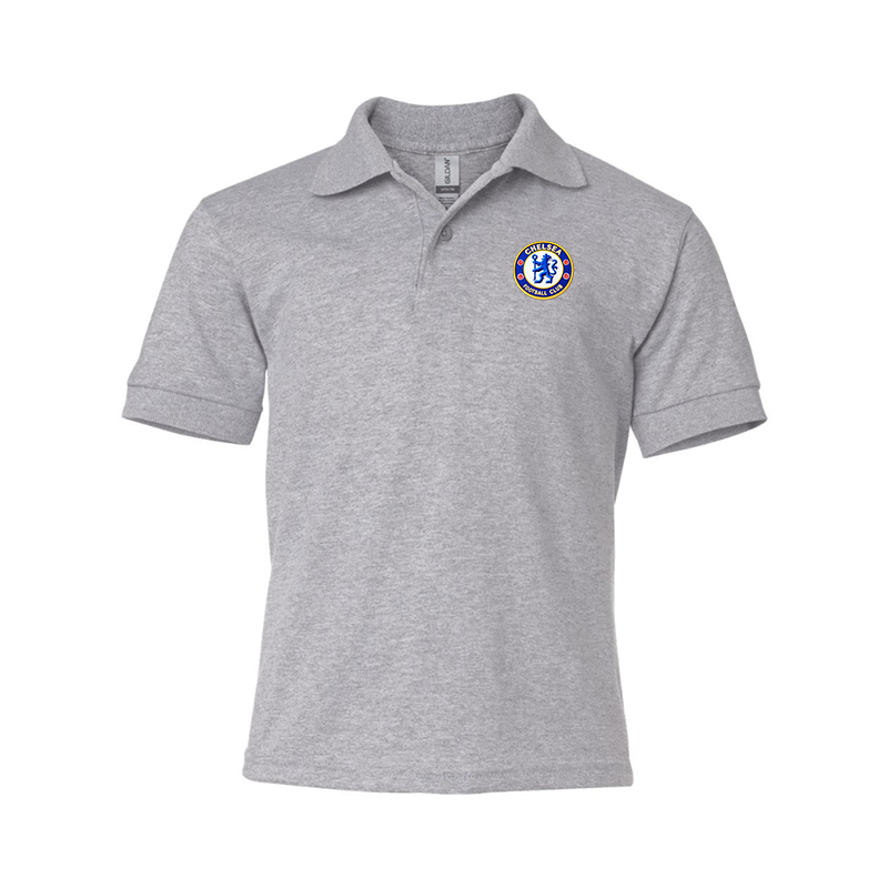 Gildan Dry Blend Youth Embroidered Chelsea Football Club  Jersey Polo