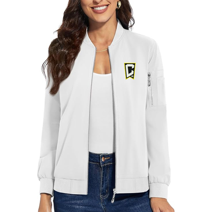 Women's Columbus Crew Soccer Embroidered  Premium Bomber Jacket with Polished Detailing and Functional Sleeve Pocket Modern Luxury Outerwear