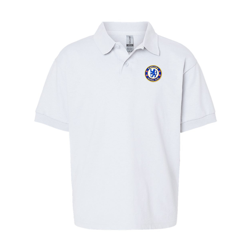 Gildan Dry Blend Youth Embroidered Chelsea Football Club  Jersey Polo