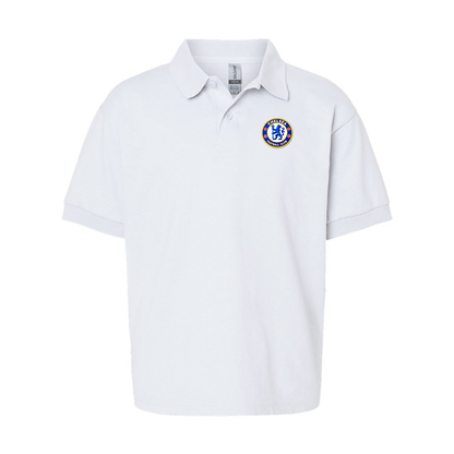 Gildan Dry Blend Youth Embroidered Chelsea Football Club  Jersey Polo