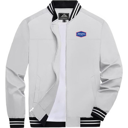 Men's Hampton by Hilton Lightweight Zip-Up Bomber Jacket with Ribbed Collar and Cuffs Versatile Casual Outerwear