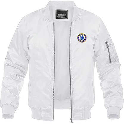 Men's Embroidered Chelsea Football Club  Lightweight Bomber Jacket Windbreaker Softshell Varsity Jacket Coat