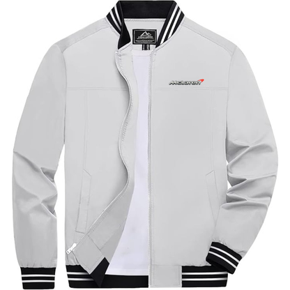 Men's Mclaren Lightweight Zip-Up Bomber Jacket with Ribbed Collar and Cuffs Versatile Casual Outerwear