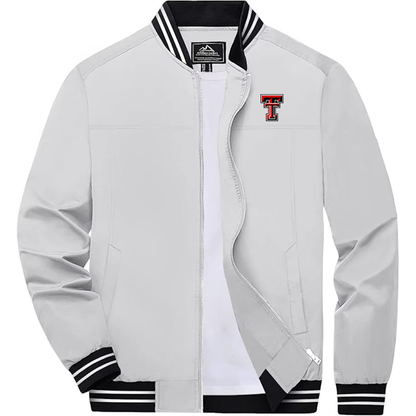 Men's Texas Tech Red Raiders Lightweight Zip-Up Bomber Jacket  Ribbed Collar and Cuffs Outerwear