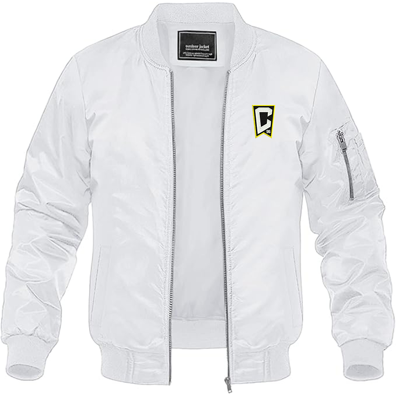 Men's Embroidered Columbus Crew Soccer Lightweight Bomber Jacket Windbreaker Softshell Varsity Jacket Coat