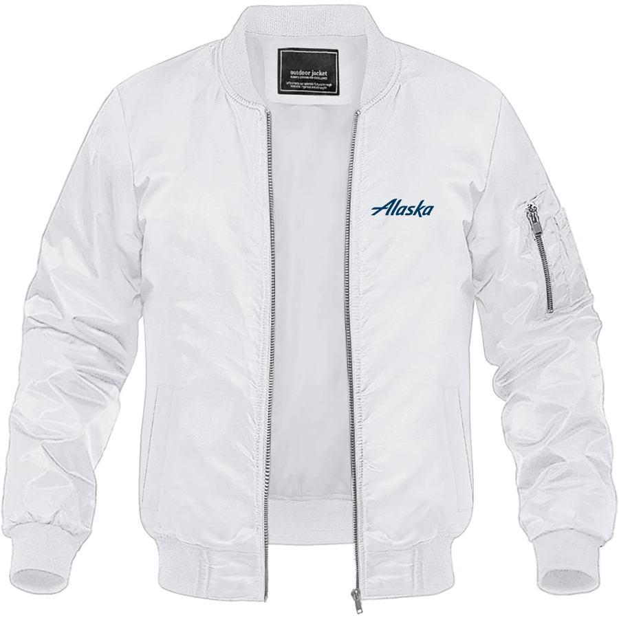 Men's Alaska Airline Lightweight Bomber Jacket Windbreaker Softshell Varsity Jacket Coat