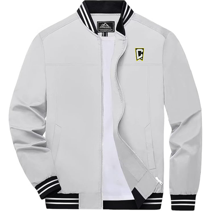 Men's Embroiderd Columbus Crew Soccer  Lightweight Zip-Up Bomber Jacket with Ribbed Collar and Cuffs Versatile Casual Outerwear