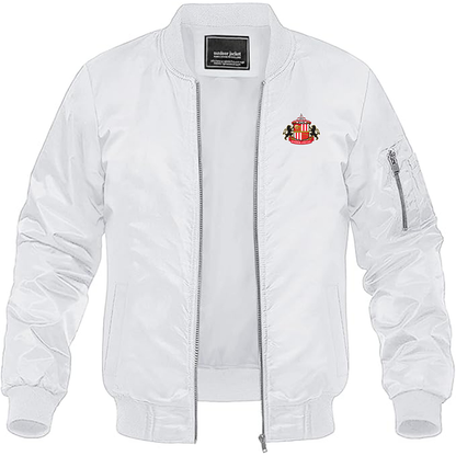 Men's  Sunderland AFC Soccer  Lightweight  Bomber Jacket Windbreaker Softshell Varsity Jacket Coat
