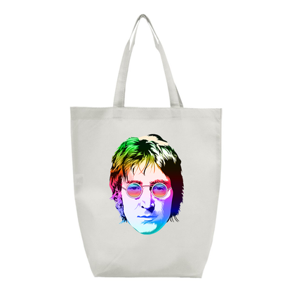 John Lennon Face Art Music Q-Tees Non-Woven Gusset Bottom Tote