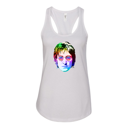 Women's John Lennon Face Art Music Racerback Tank Top