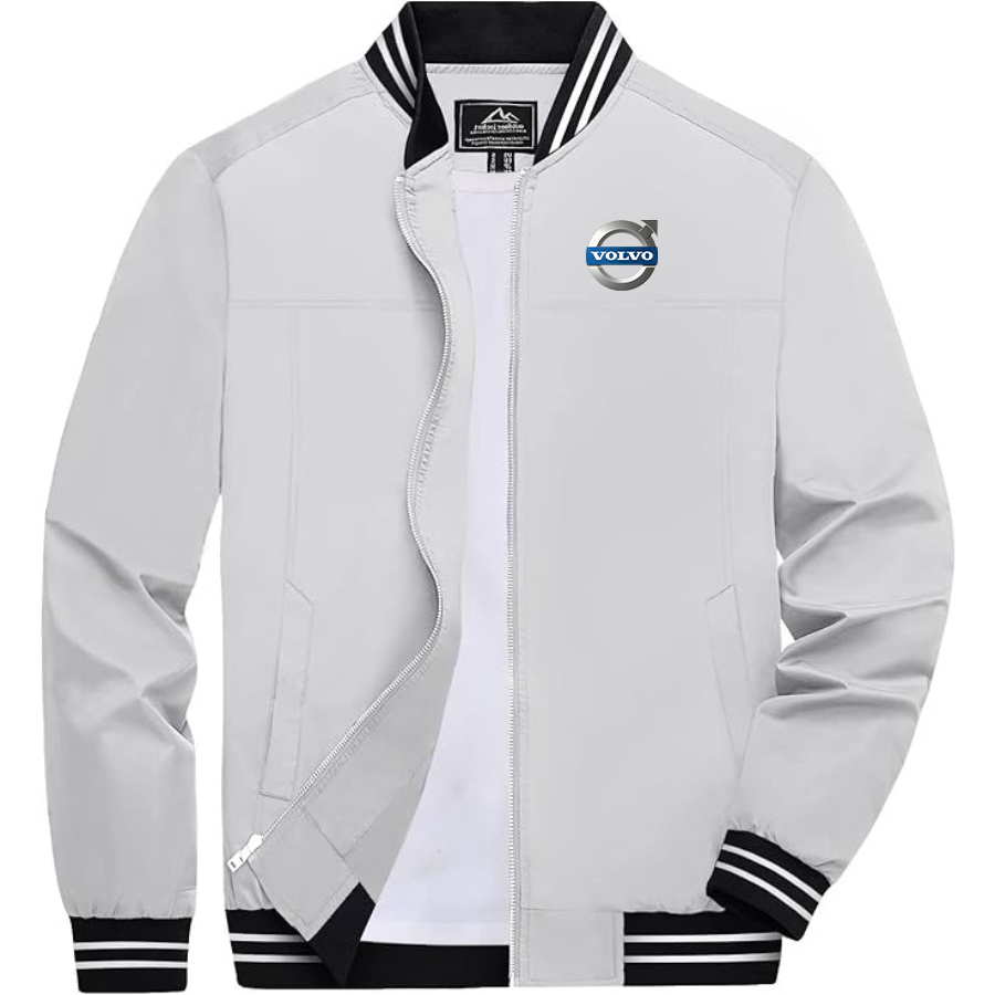 Men's Volvo car Lightweight Zip-Up Bomber Jacket with Ribbed Collar and Cuffs Versatile Casual Outerwear