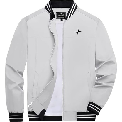 Men's Polestar Eletric Car Lightweight Zip-Up Bomber Jacket with Ribbed Collar and Cuffs Versatile Casual Outerwear