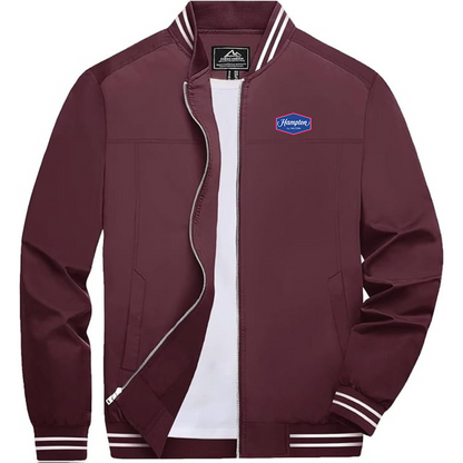 Men's Hampton by Hilton Lightweight Zip-Up Bomber Jacket with Ribbed Collar and Cuffs Versatile Casual Outerwear