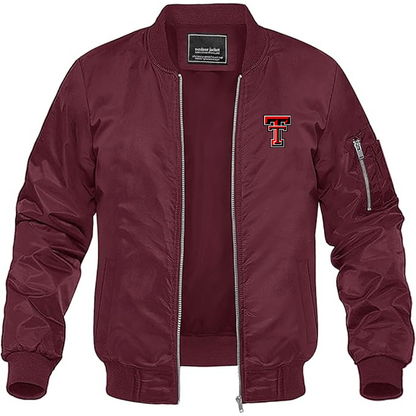 Men's Texas Tech Red Raiders  Lightweight Bomber Jacket Windbreaker Softshell Varsity Jacket Coat