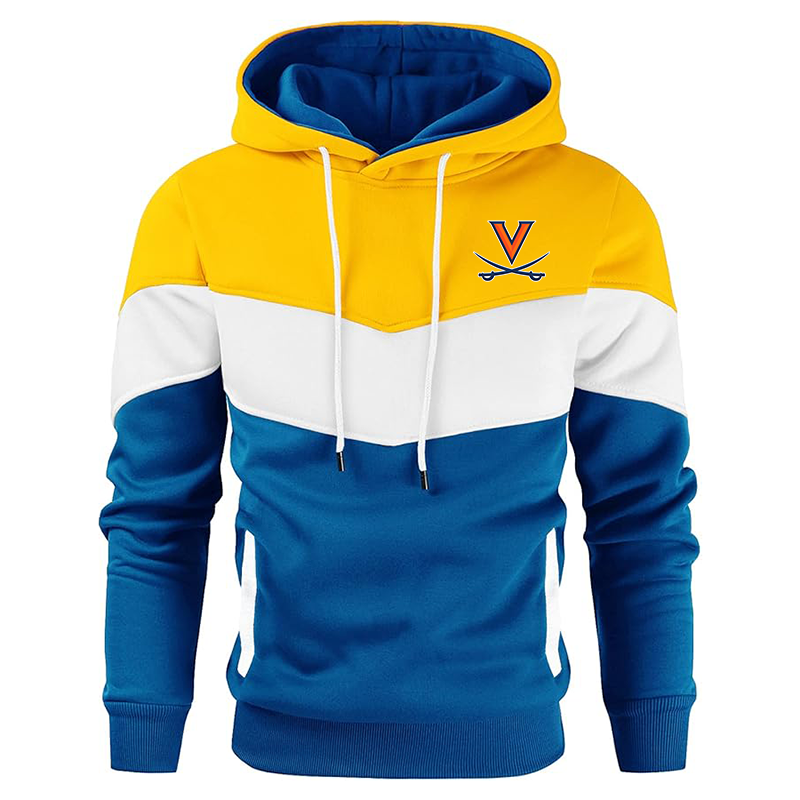 Men's  Virginia Cavaliers  Gesean  Novelty Color Block Pullover Fleece Hoodie Long Sleeve Casual