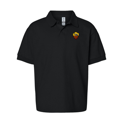 Gildan Dry Blend Youth Embroidered AS Roma Jersey Polo