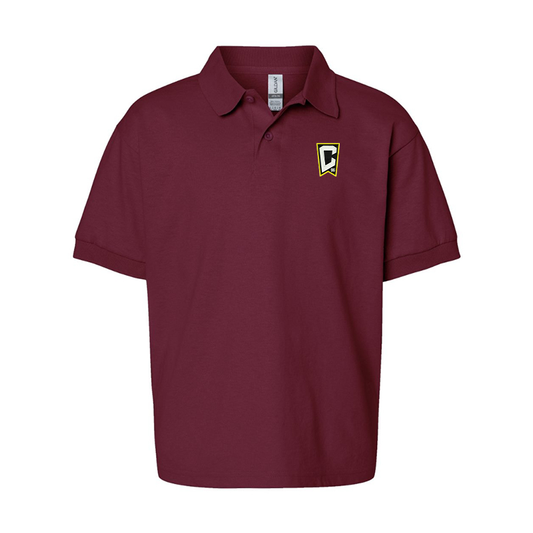 Gildan Dry Blend Youth Embroidered Columbus Crew Soccer Jersey Polo