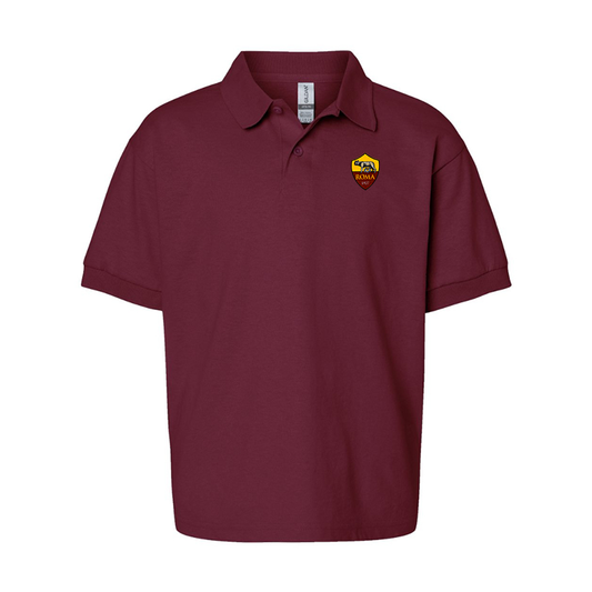 Gildan Dry Blend Youth Embroidered AS Roma Jersey Polo