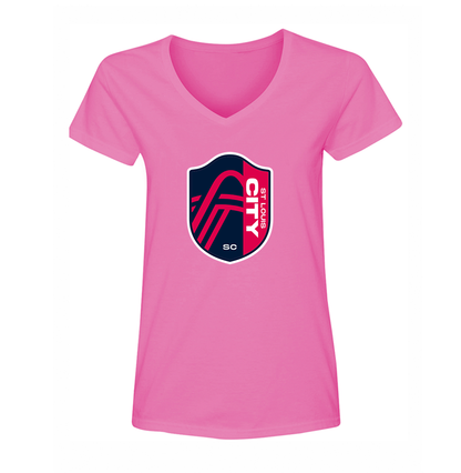 Women's St. Louis City Soccer  V-Neck T-Shirt